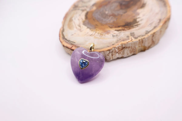 natural amethyst heart-shaped gemstone pendant