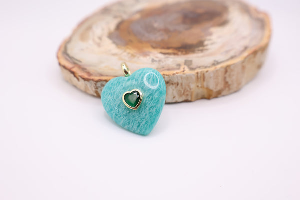 Amazonite heart-shaped gemstone pendant