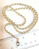24" Two Tone Italian Vermeil Sterling Silver Bead Chain. Weighs 27.6 grams.