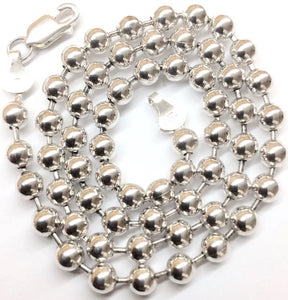 20" Long Sterling Silver High Polish Bead Chain. Weighs 25.4 grams.