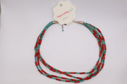 Turquoise & Red Coral Beaded 3-Strand Necklace