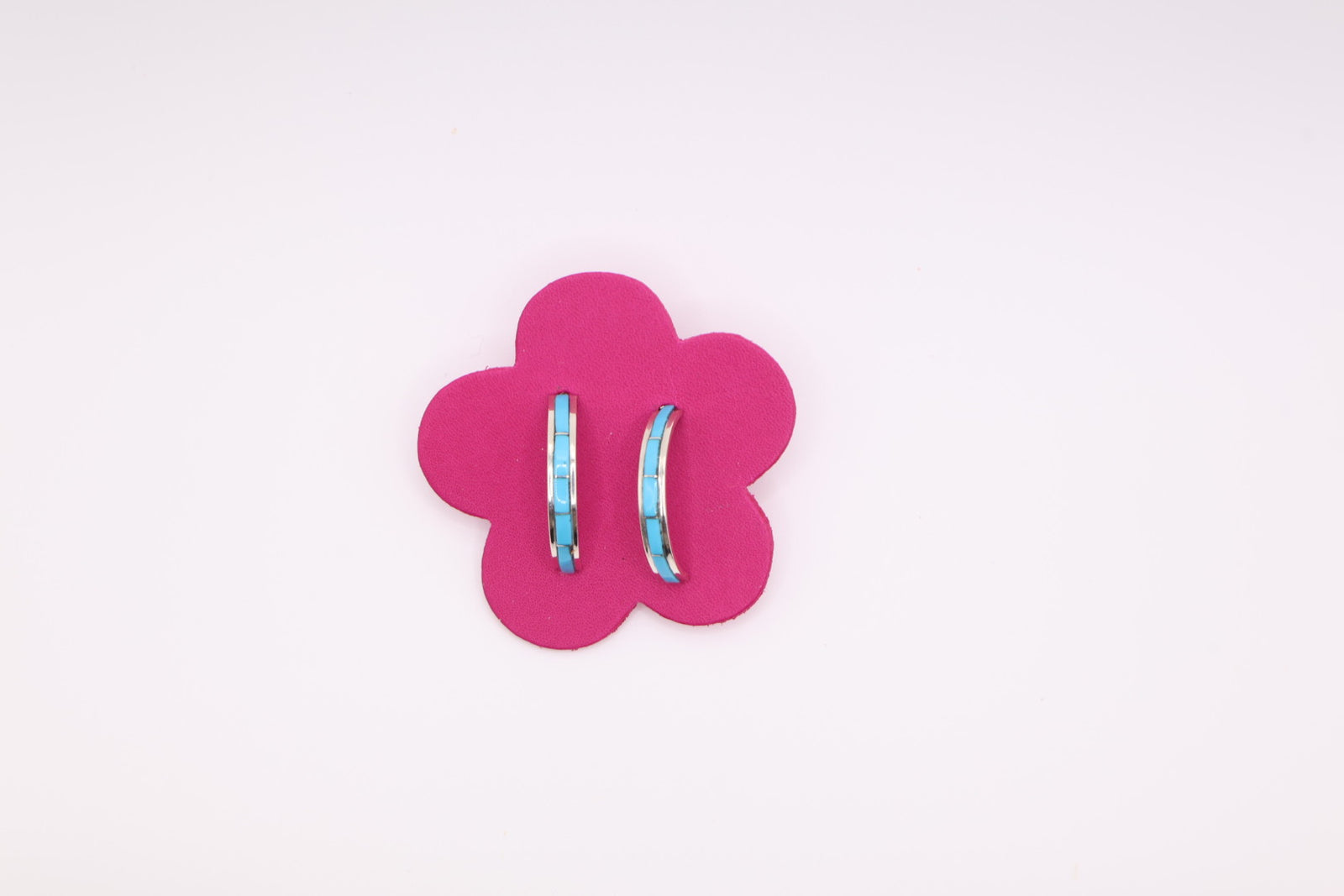 Sterling Silver Turquoise Inlaid Hoops