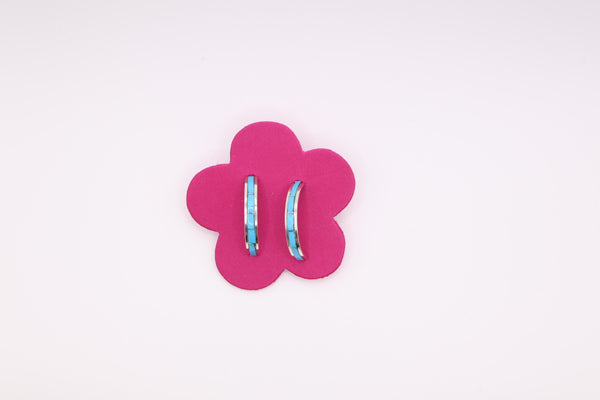 Sterling Silver Turquoise Inlaid Hoops
