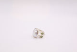 Sterling Silver Pearl & Peridot Ring, Size 7.5