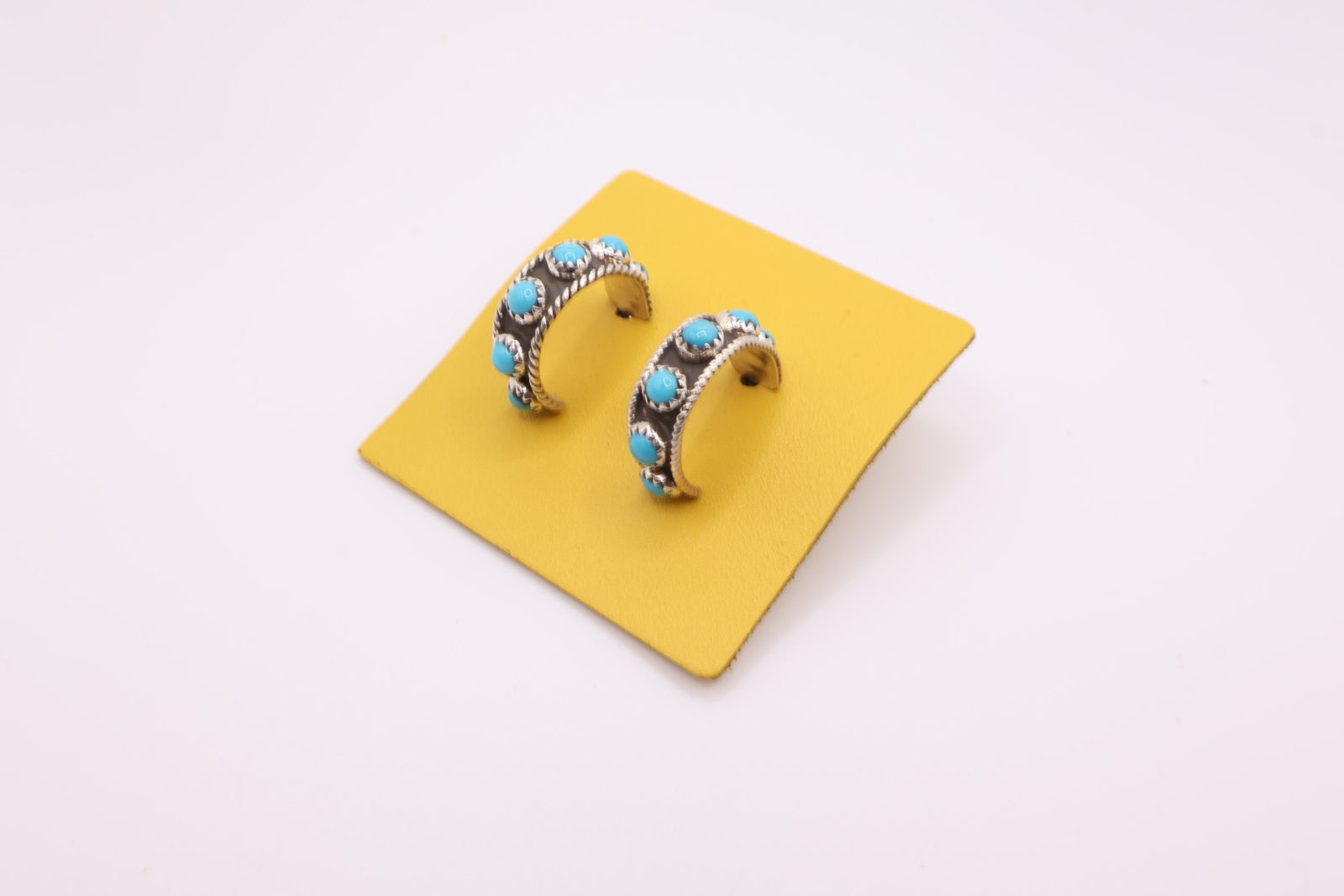 Turquoise Balled Half Hoop