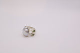 Sterling Silver Pearl & Peridot Ring, Size 7.5