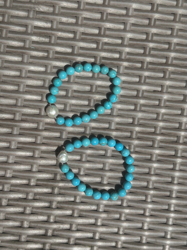 Magnesite & Freshwater Pearl Stretchy Bracelet
