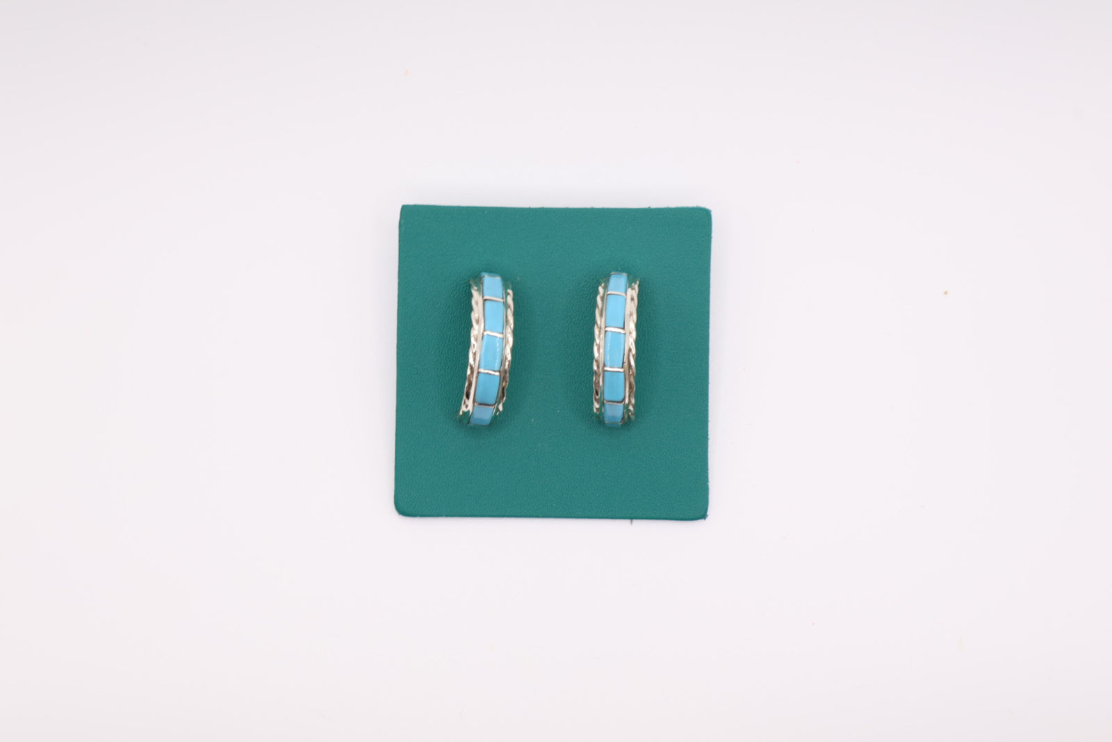 Turquoise Inlay Rope Half Hoop