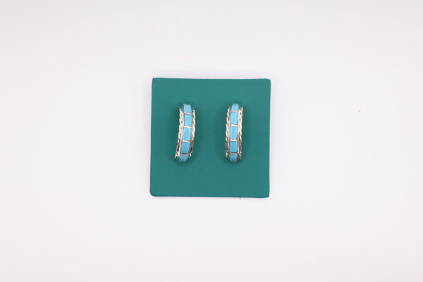 Turquoise Inlay Rope Half Hoop
