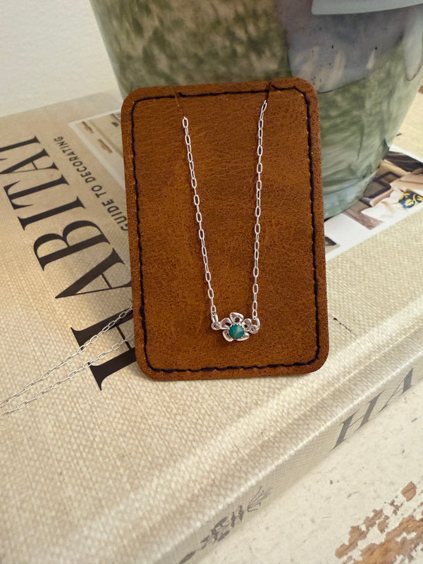 Sterling Silver & Kingman Turquoise Poppy Necklace