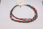 Turquoise & Red Coral Beaded 3-Strand Necklace
