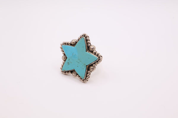 Sterling Silver & Turquoise Adjustable Star Ring