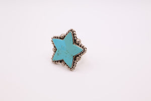 Sterling Silver & Turquoise Adjustable Star Ring