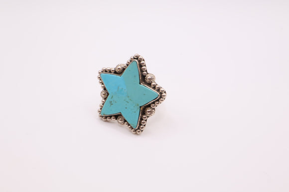 Sterling Silver & Turquoise Adjustable Star Ring