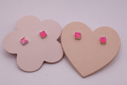 Pink Opal Square Studs