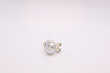 Sterling Silver Pearl & Peridot Ring, Size 7.5