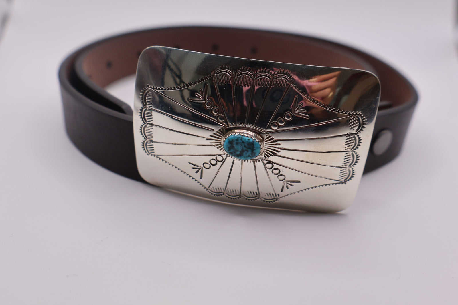 Brown Leather Belt & Sterling Buckle