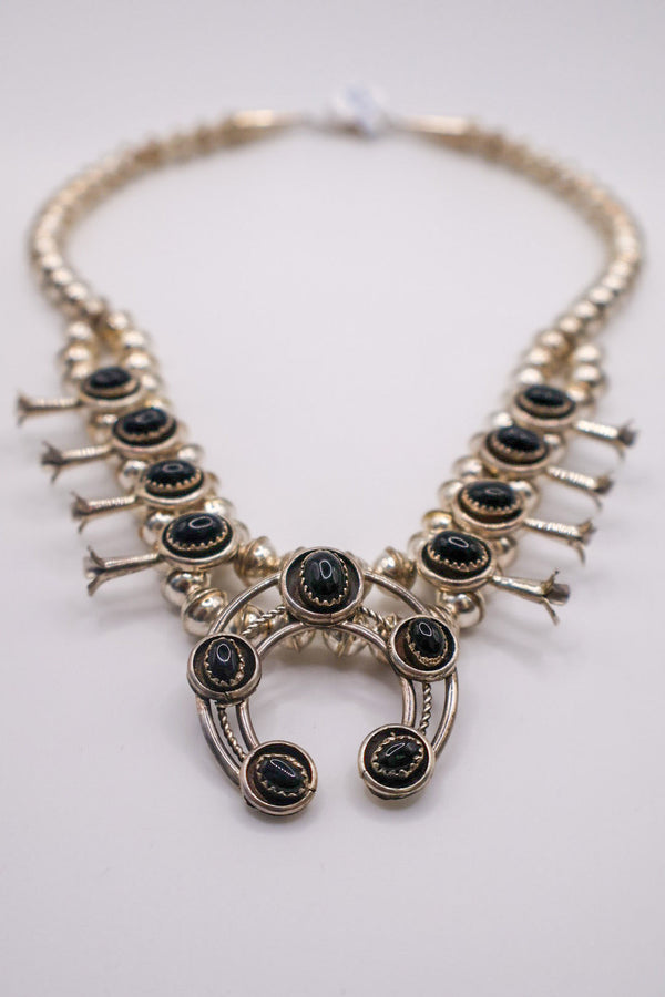 Mini Onyx Squash Blossom Necklace