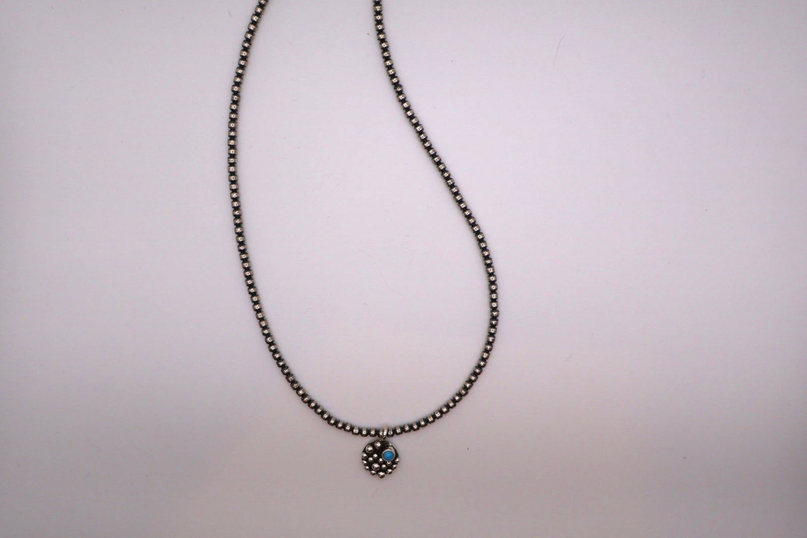 Navajo Pearl Necklace & Turquoise Bubble Pendant