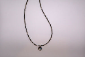 Navajo Pearl Necklace & Turquoise Bubble Pendant