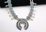 Turquoise and Coral Squash Blossom Necklace