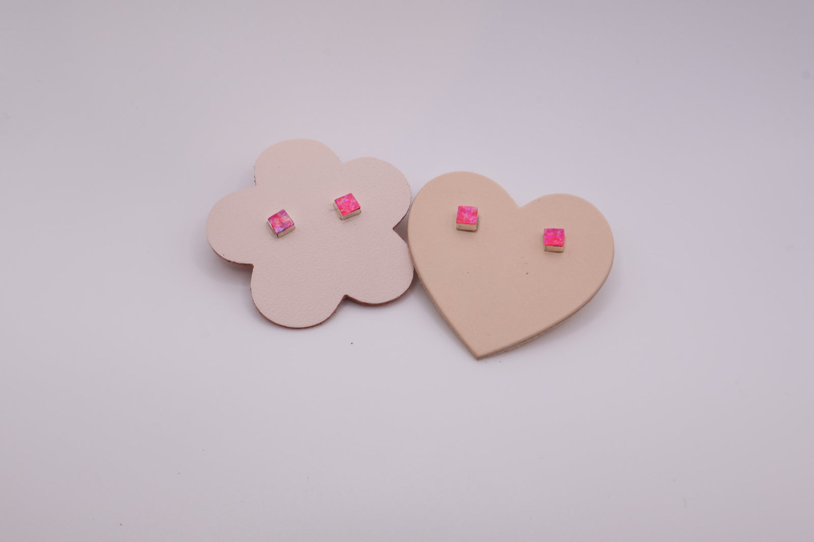 Pink Opal Square Studs
