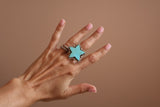 Sterling Silver & Turquoise Adjustable Star Ring