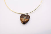 16k Gold filled over brass Malene Tiger's Eye Heart Bail Charm