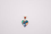 Native American Navajo Multi stone Sterling Silver Heart Pendant