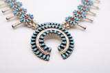 Turquoise and Coral Squash Blossom Necklace