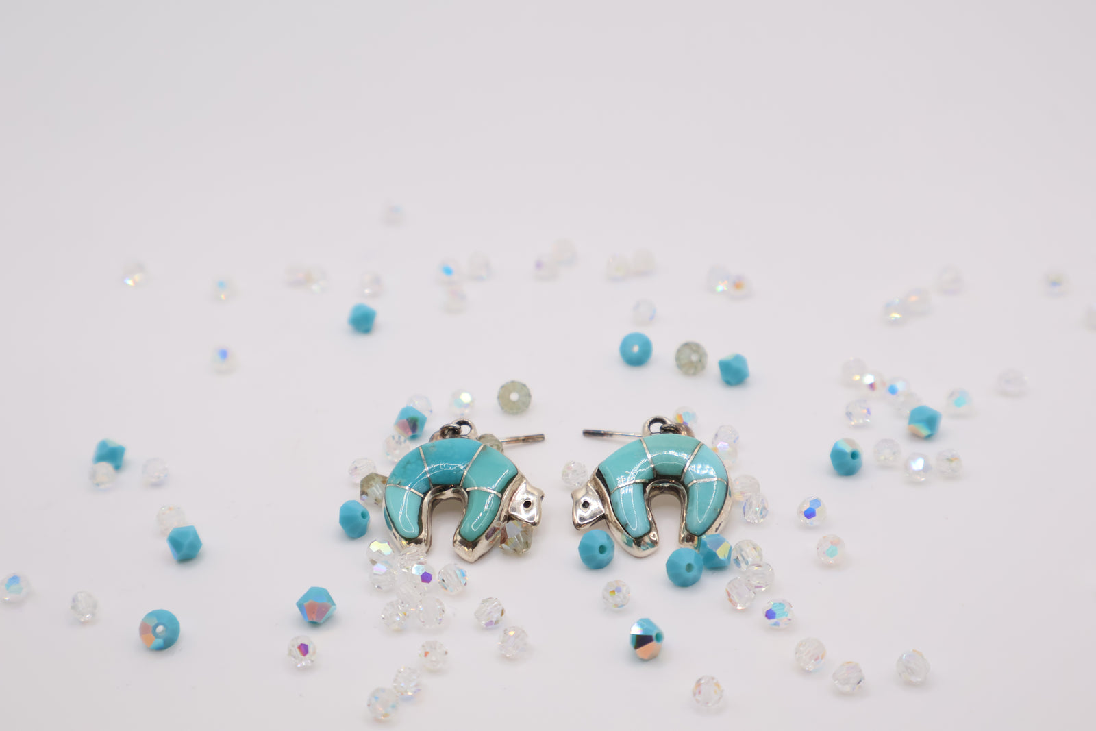 Turquoise inlaid bear Earrings