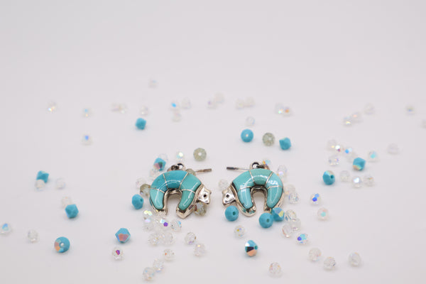 Turquoise inlaid bear Earrings