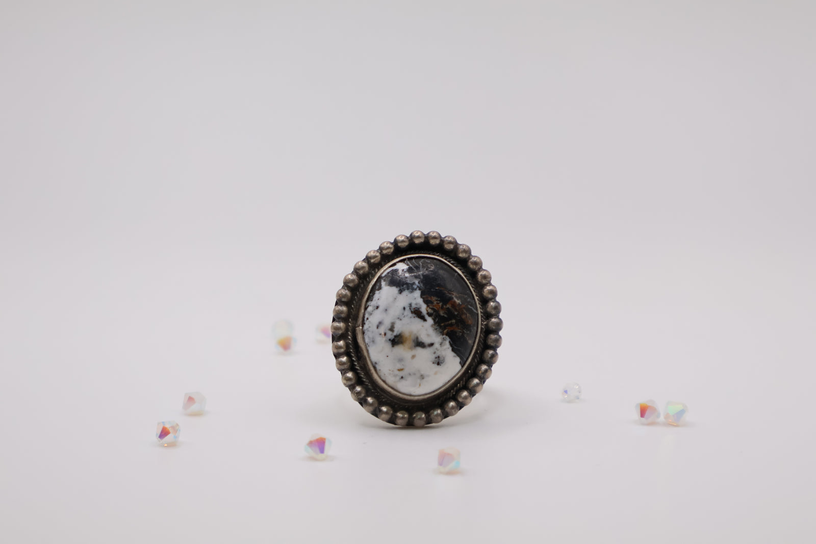 White black Buffalo adjustable size Ring
