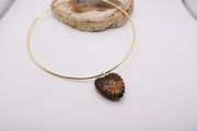 16k Gold filled over brass Malene Tiger's Eye Heart Bail Charm