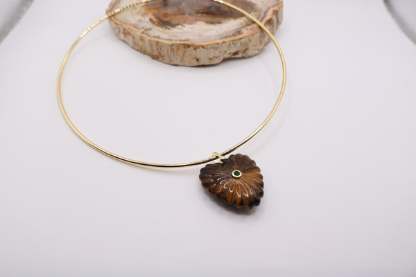 16k Gold filled over brass Malene Tiger's Eye Heart Bail Charm