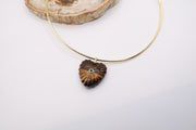 16k Gold filled over brass Malene Tiger's Eye Heart Bail Charm