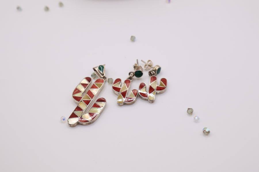 .950 Silver Set Earrings and pendant