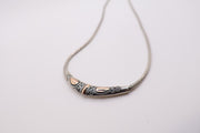 Sterling Silver snake line with 22k gold teardrops necklace