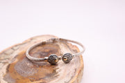 Sterling Silver snake link bracelet with 22k gold center bar