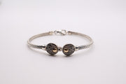 Sterling Silver snake link bracelet with 22k gold center bar