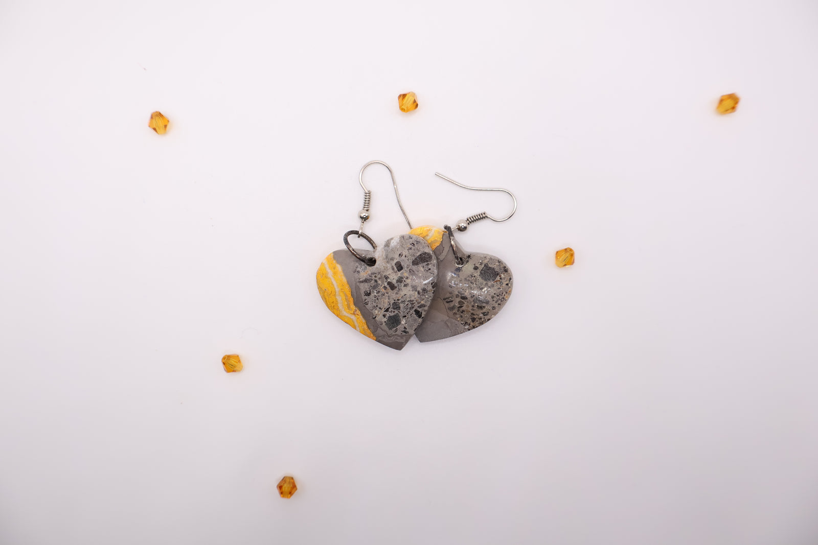 Bumblebee Jasper Hearts Earrings