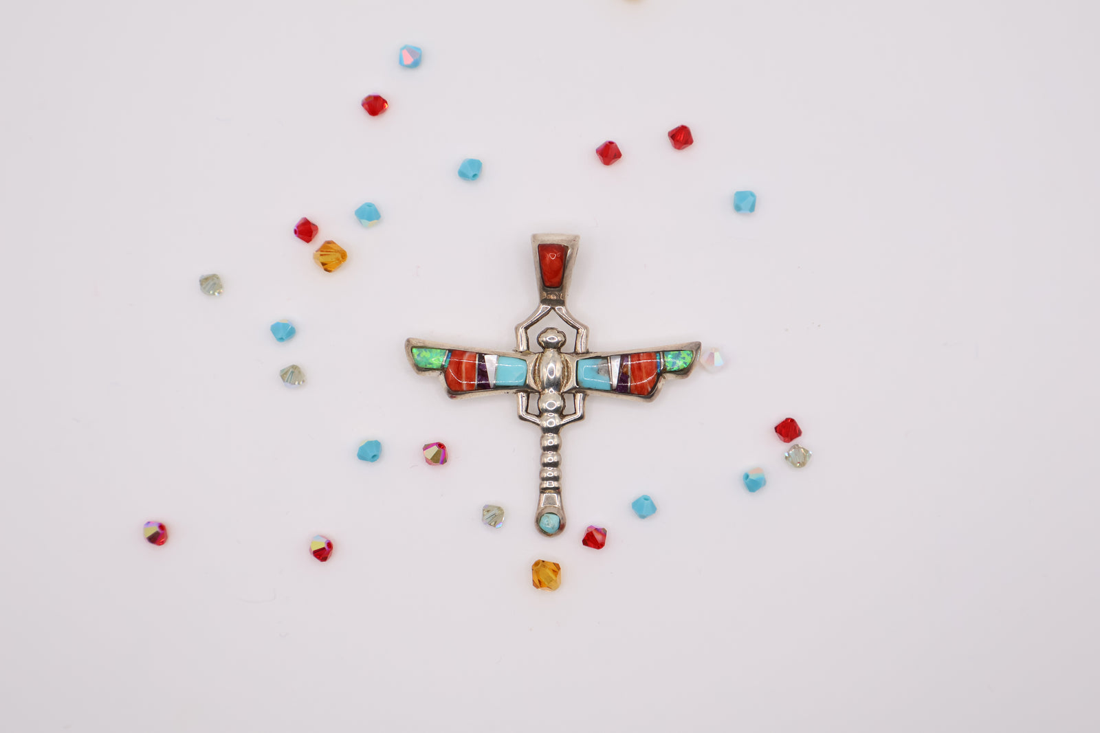 Native American Sterling Silver Dragonfly Pendant