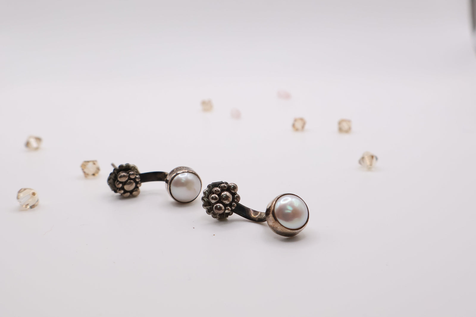 Sterling Silver Mother of Pearl Jacket Earrings