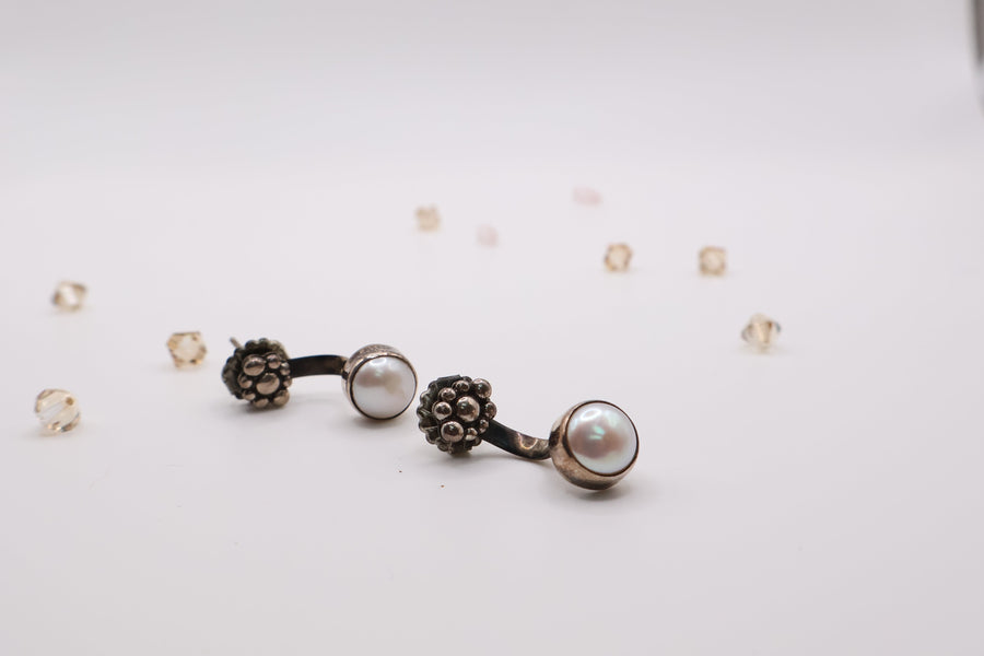 Sterling Silver Mother of Pearl Jacket Earrings