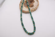 Beaded necklace with green and blue stones