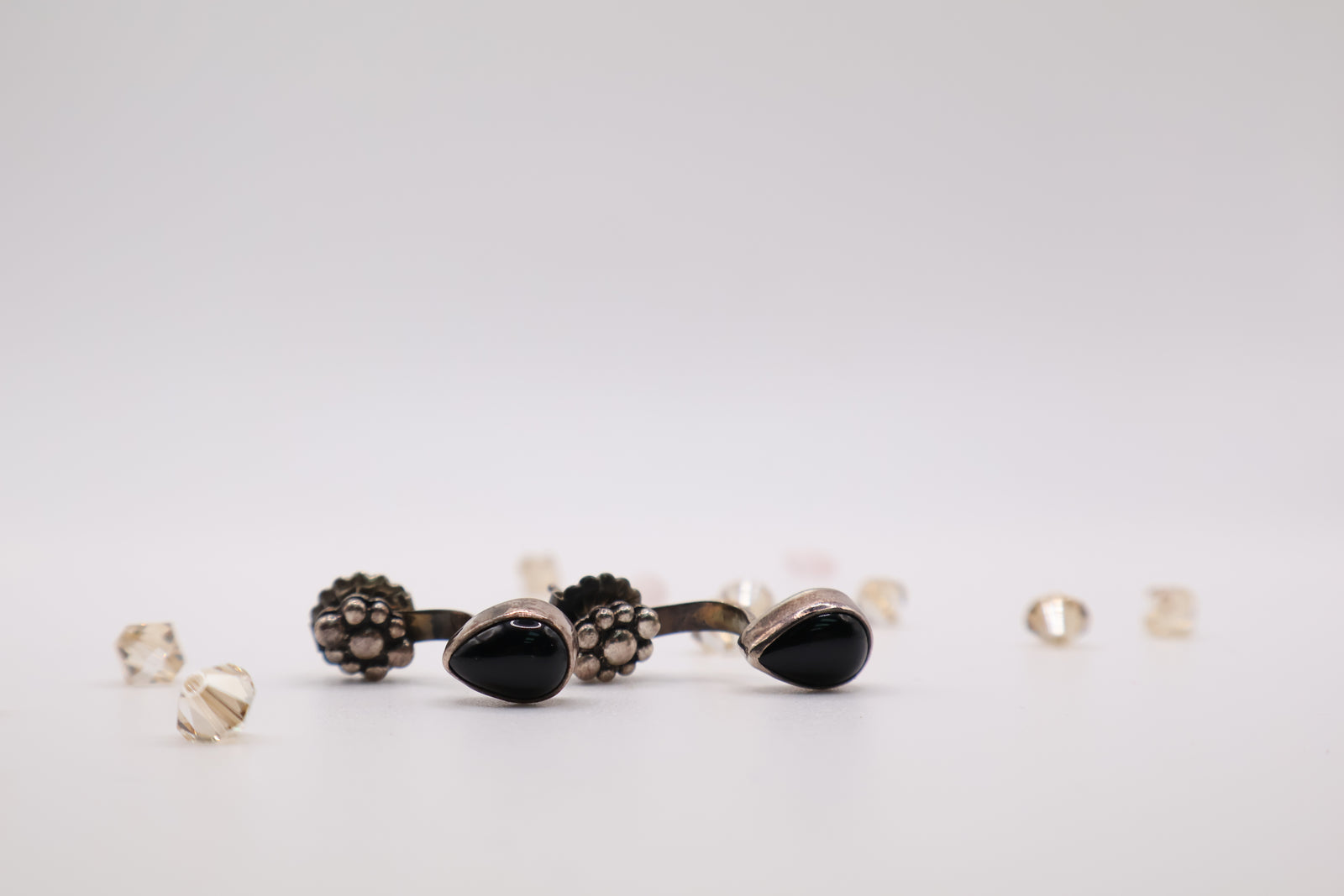 Sterling Silver Onyx Jacket Earrings