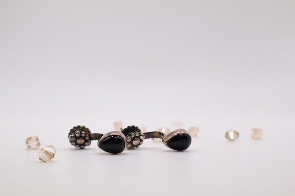 Sterling Silver Onyx Jacket Earrings