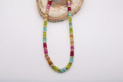 Watermelon beaded necklace with small gold-toned spacers