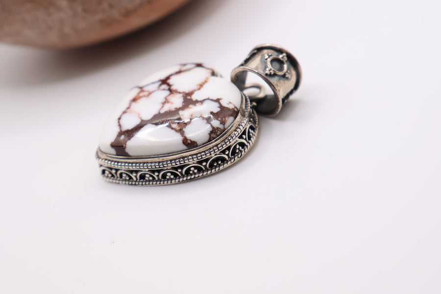 Wild Horse Magnesite Sterling Silver Heart Pendant