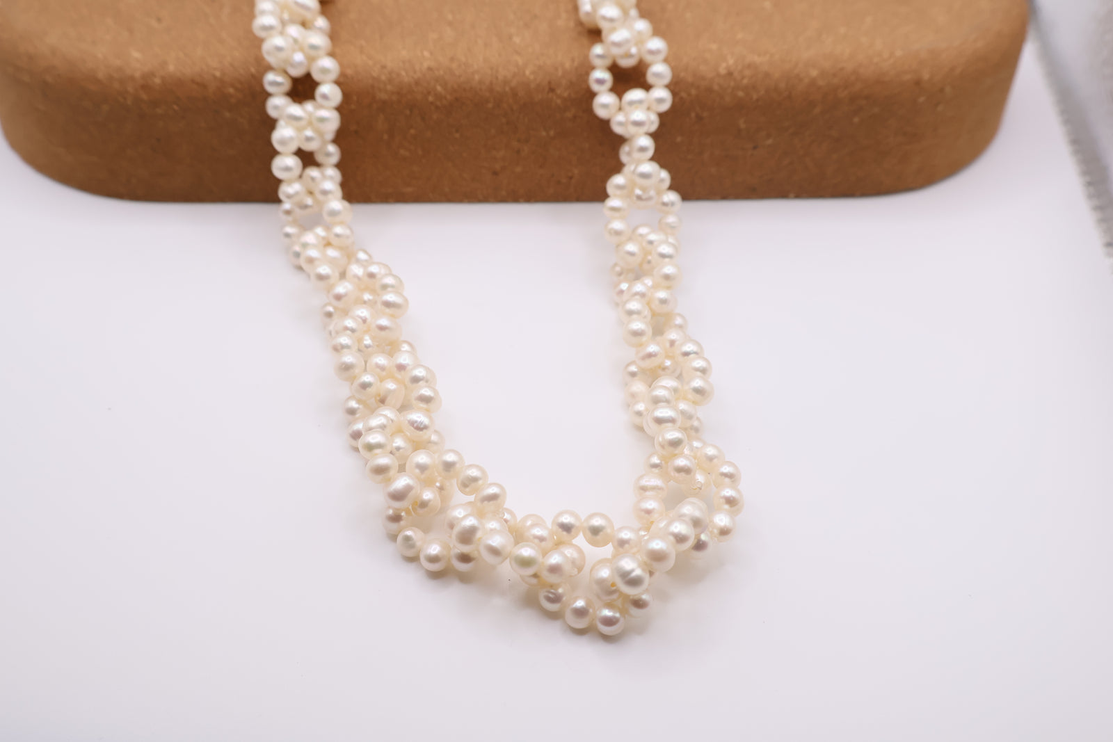 Sterling silver Multi Strand white Pearl Necklace